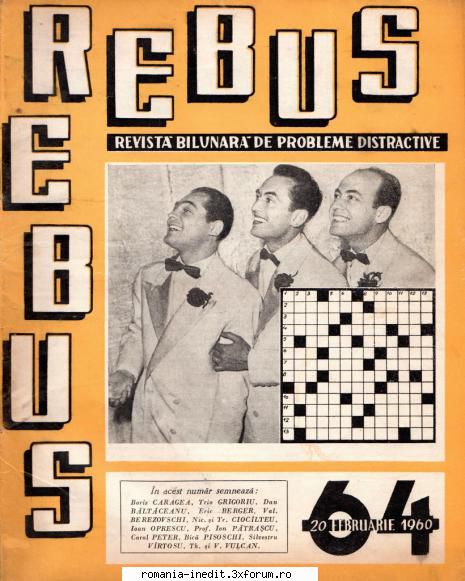 [b] revista rebus rebus 64-1960 (jpg, zip), 300 dpi arhiva include jpg pentru pagina dubla din
